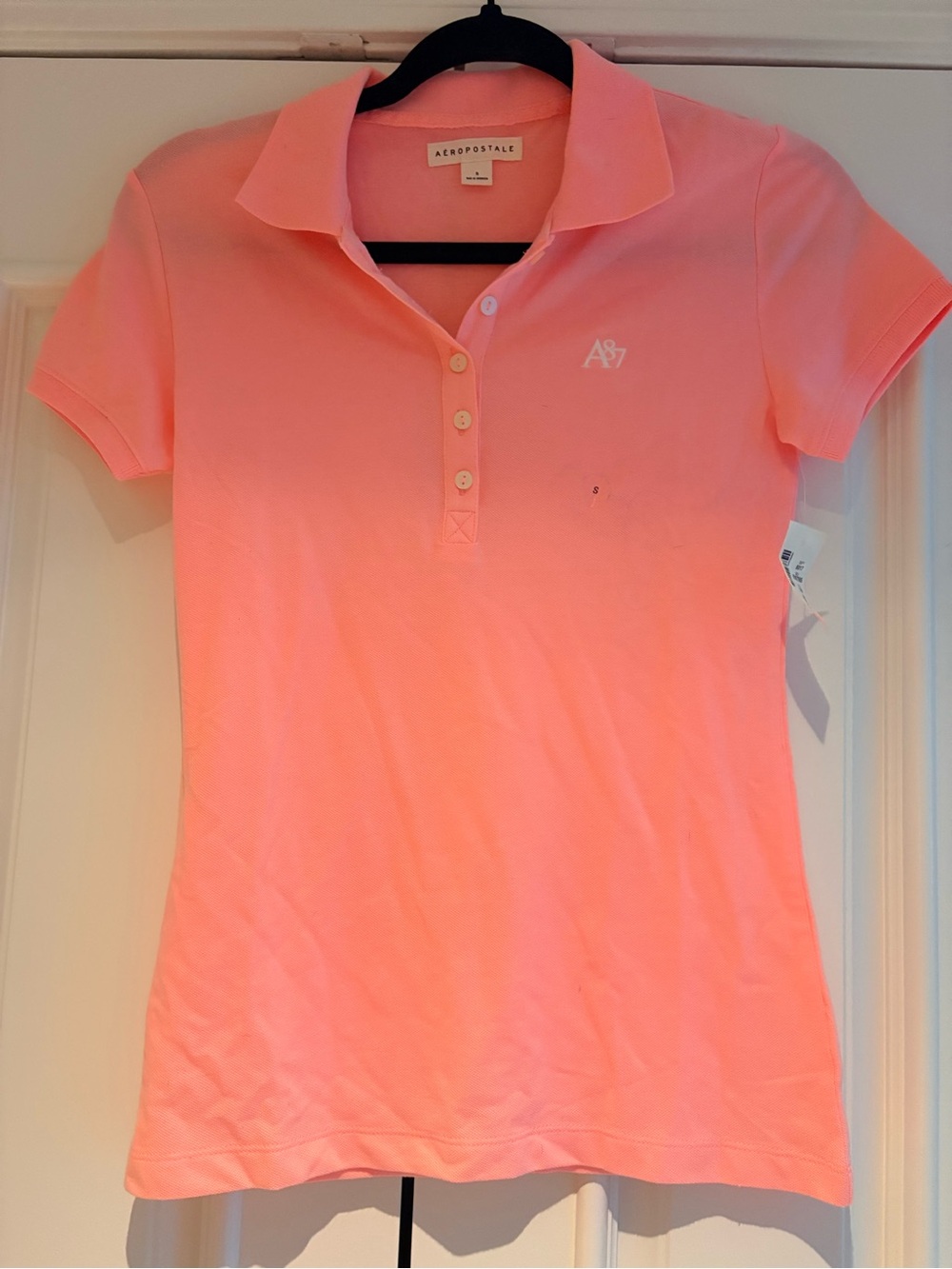 Aeropostale Women's Coral Pink Short Sleeve Polo